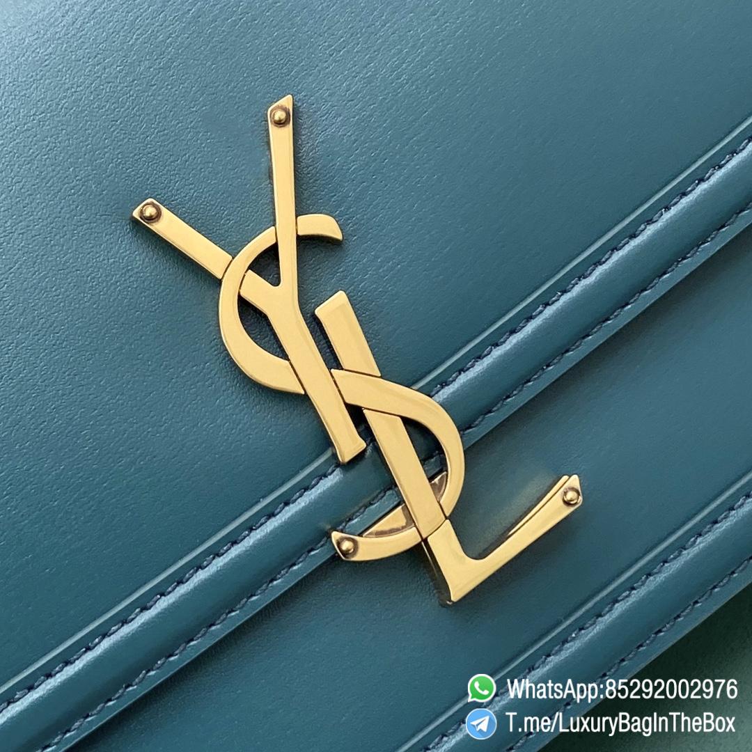 Best Quality Clone YSL Solferino Medium Satchel Bag Blue In Box Saint Laurent Leather with Front Flap Bronze Metal Hardware Metal YSL Initials Closure SKU 634305 06