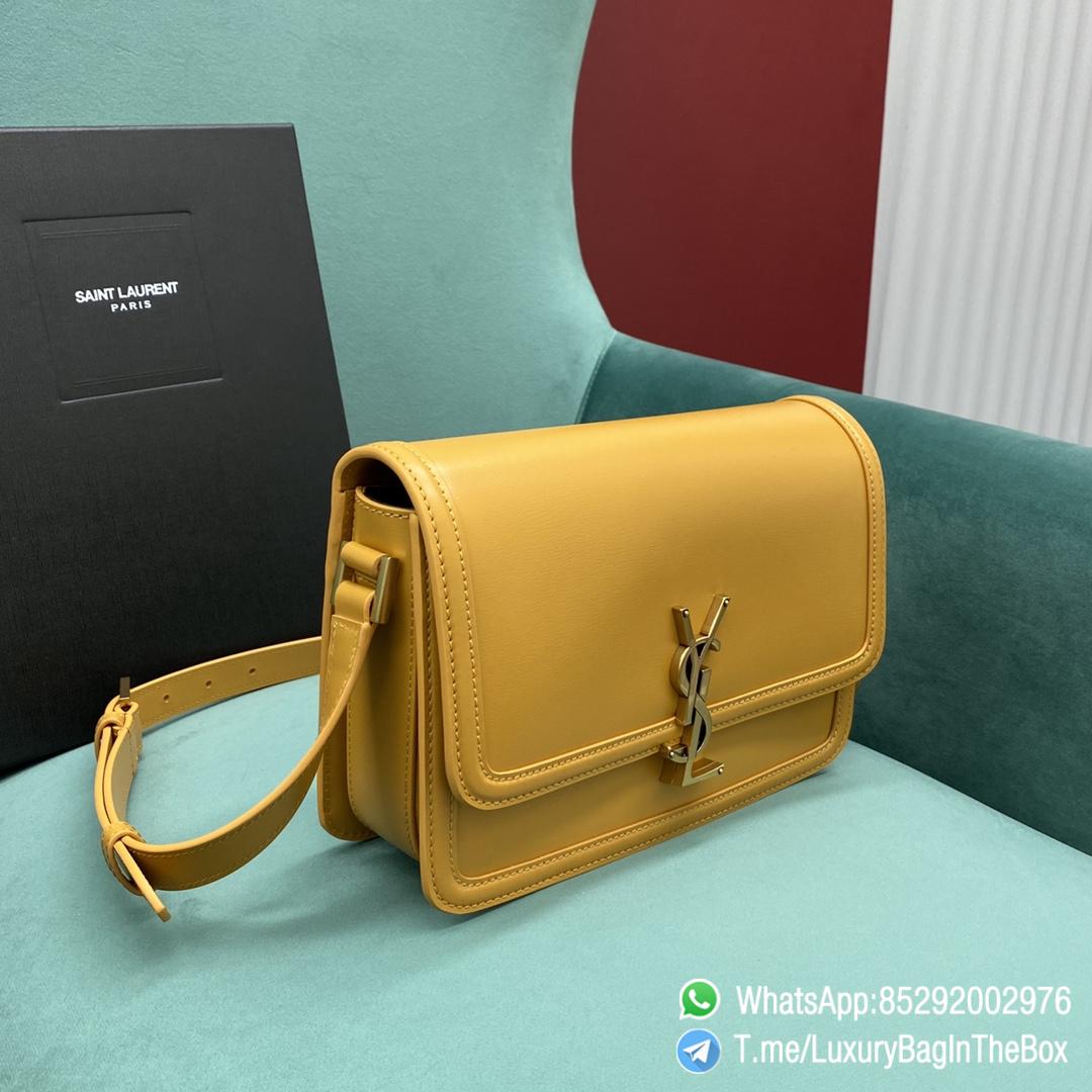 Best Quality Clone YSL Solferino Medium Satchel Bag Honey Yellow In Box Saint Laurent Leather with Front Flap Bronze Metal Hardware Metal YSL Initials Closure SKU 634305 02
