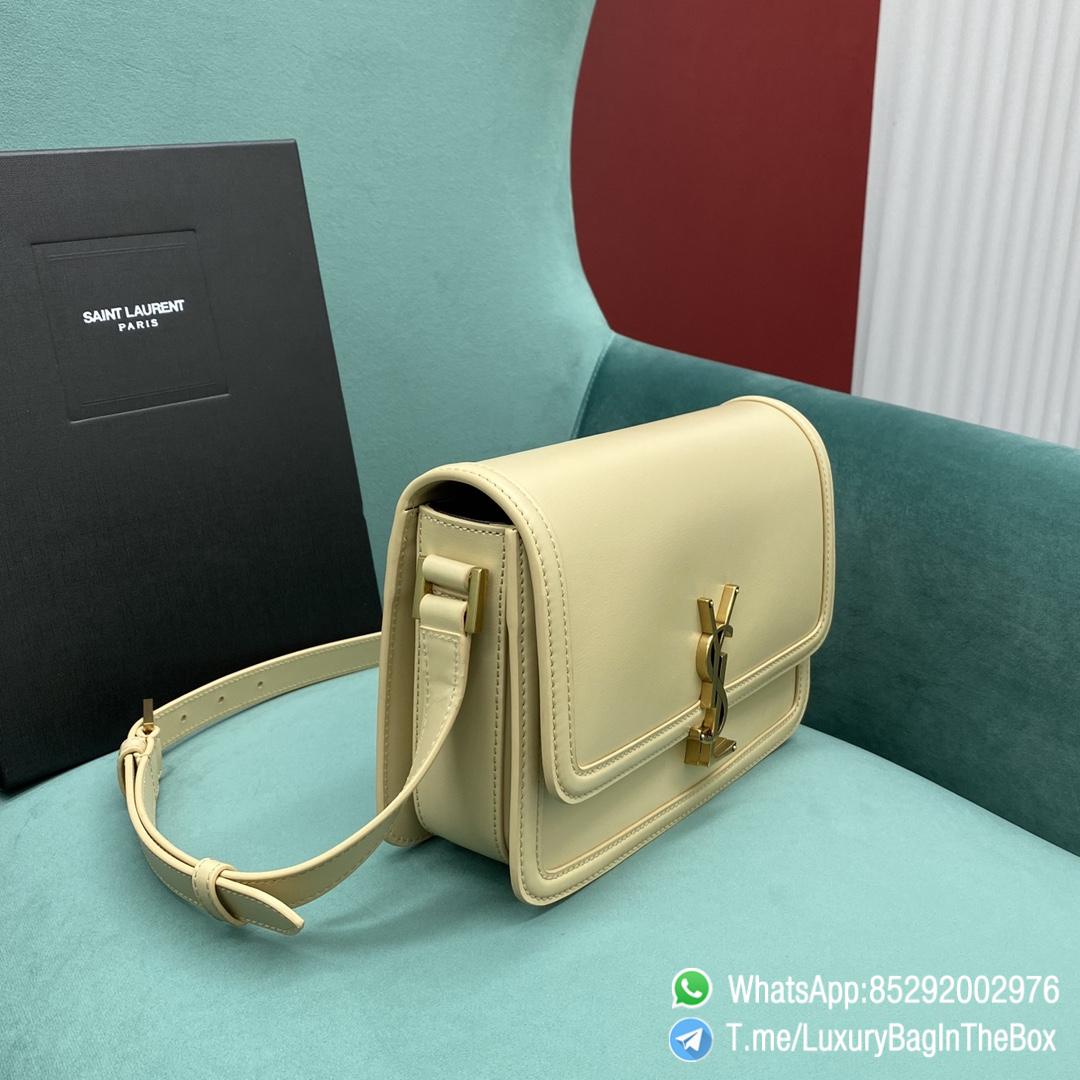 Best Quality Clone YSL Solferino Medium Satchel Bag Light Goldenrod Yellow In Box Saint Laurent Leather with Front Flap Bronze Metal Hardware Metal YSL Initials Closure SKU 634305 02