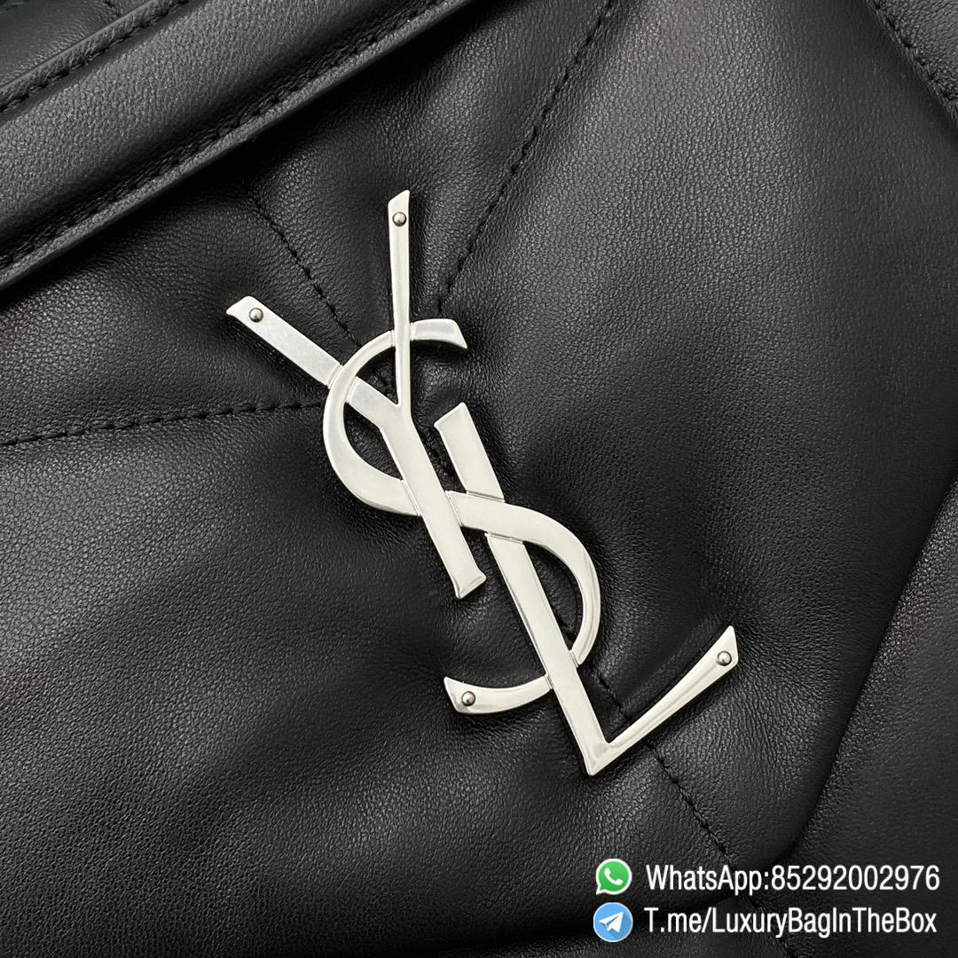 Best Replica YSL Puffer Medium Bag Black In Quilted Lambskin with Silver Handware Metal YSL Initials and Chain Leather Strap SKU 5774751EL001000 05
