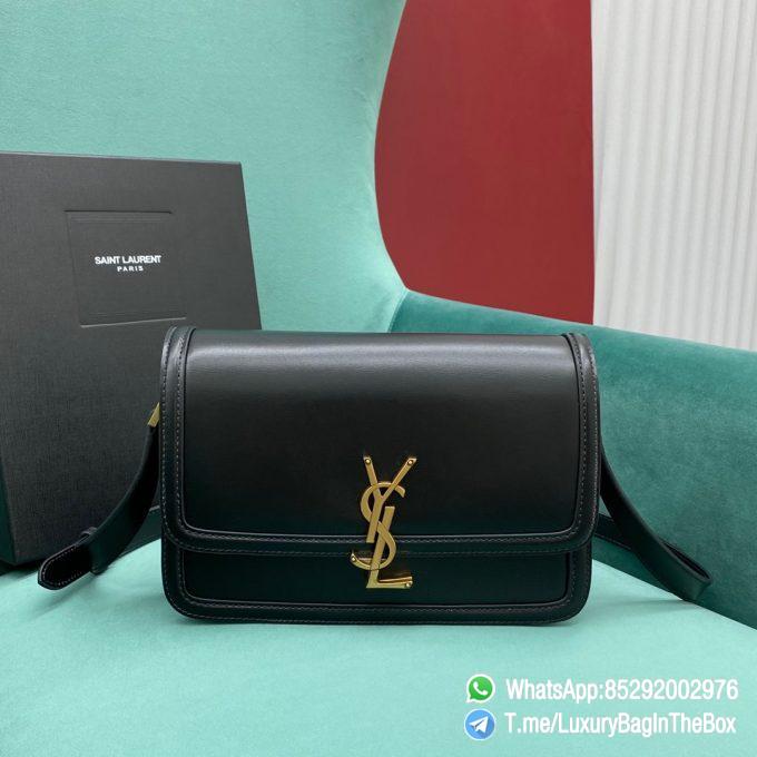 Best Replica YSL Solferino Medium Satchel Bag Black In Box Saint Laurent Leather with Front Flap Bronze Metal Hardware Metal YSL Initials Closure SKU 6343050SX0W1000 01