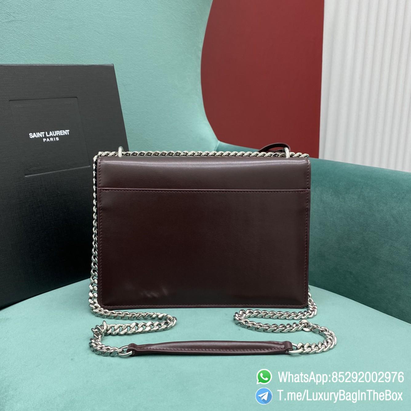Best Replica YSL Sunset Handbag 442906 Rouge Legion Smooth Leather with Front Flap Chain and Leather Shoulder Strap Silver Metal YSL Initials 03