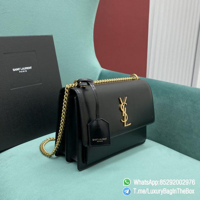 SAINT LAURENT MONOGRAM BAG YSL SUNSET MEDIUM IN SMOOTH LEATHER FRONT FLAP CHAIN AND LEATHER SHOULDER STRAP YSL BRONZE METAL HARDWARE STYLE ID 442906D420W1000 02