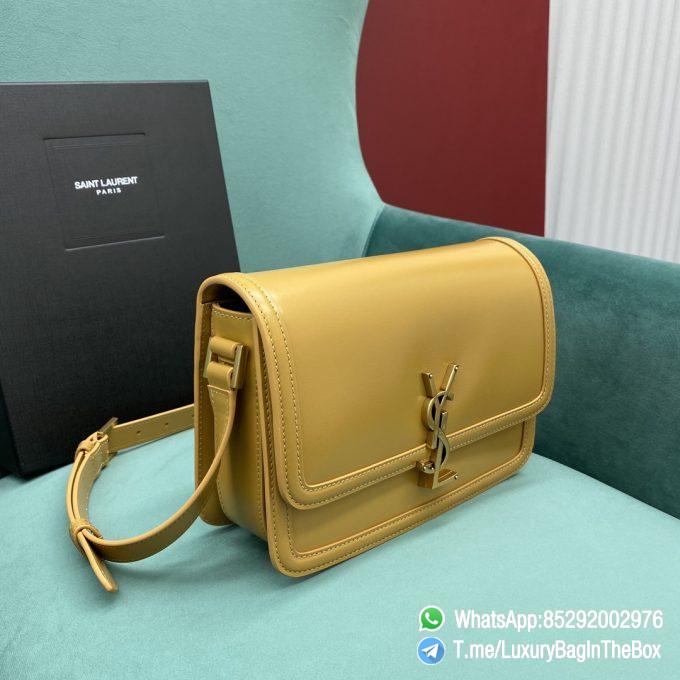 Top Quality Replica YSL Solferino Medium Satchel Bag Ginger Yellow In Box Saint Laurent Leather with Front Flap Bronze Metal Hardware Metal YSL Initials Closure SKU 634305 02