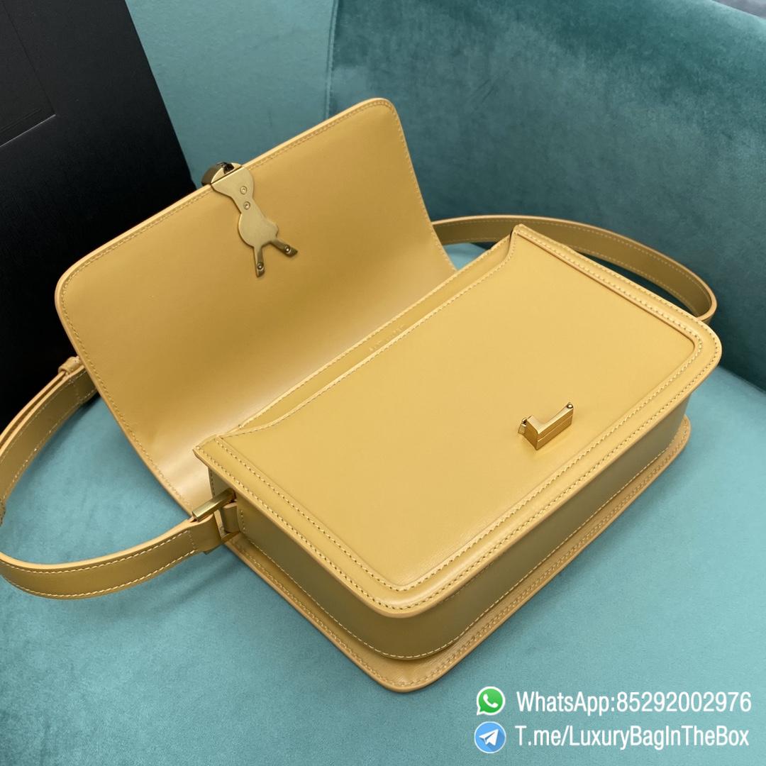 Top Quality Replica YSL Solferino Medium Satchel Bag Ginger Yellow In Box Saint Laurent Leather with Front Flap Bronze Metal Hardware Metal YSL Initials Closure SKU 634305 05