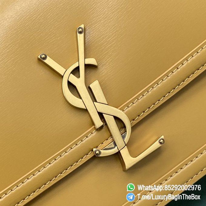 Top Quality Replica YSL Solferino Medium Satchel Bag Ginger Yellow In Box Saint Laurent Leather with Front Flap Bronze Metal Hardware Metal YSL Initials Closure SKU 634305 06